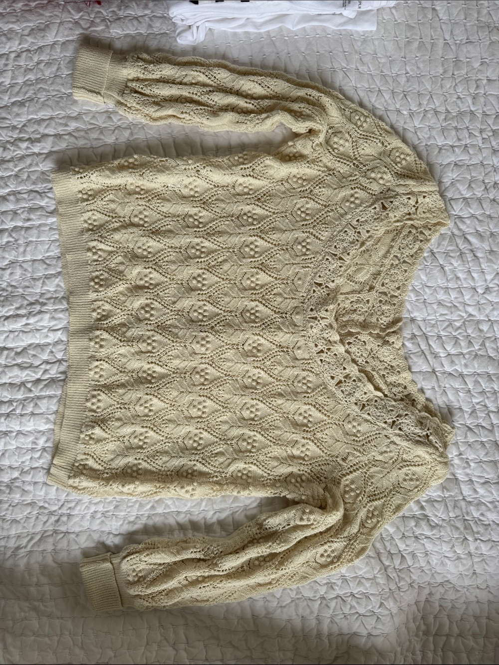 Sezane Cream Openwork scoop neck Knit Sweater